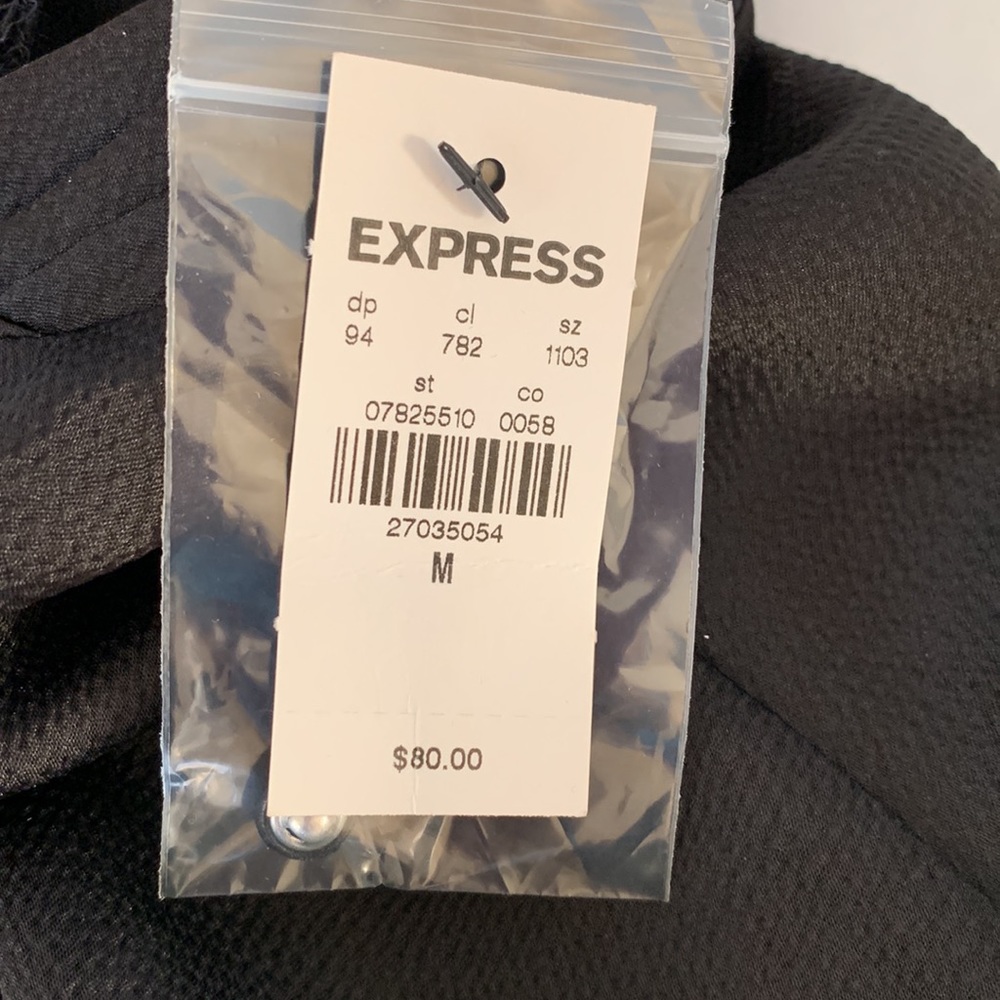Express Black Dress, NWT, cuff style sleeve,nice neck detail, fully lined,size M - Picture 6 of 8